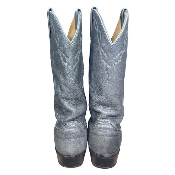Vintage Dan Post Made in USA Grey Leather Cowboy Boots 11 D main image 9